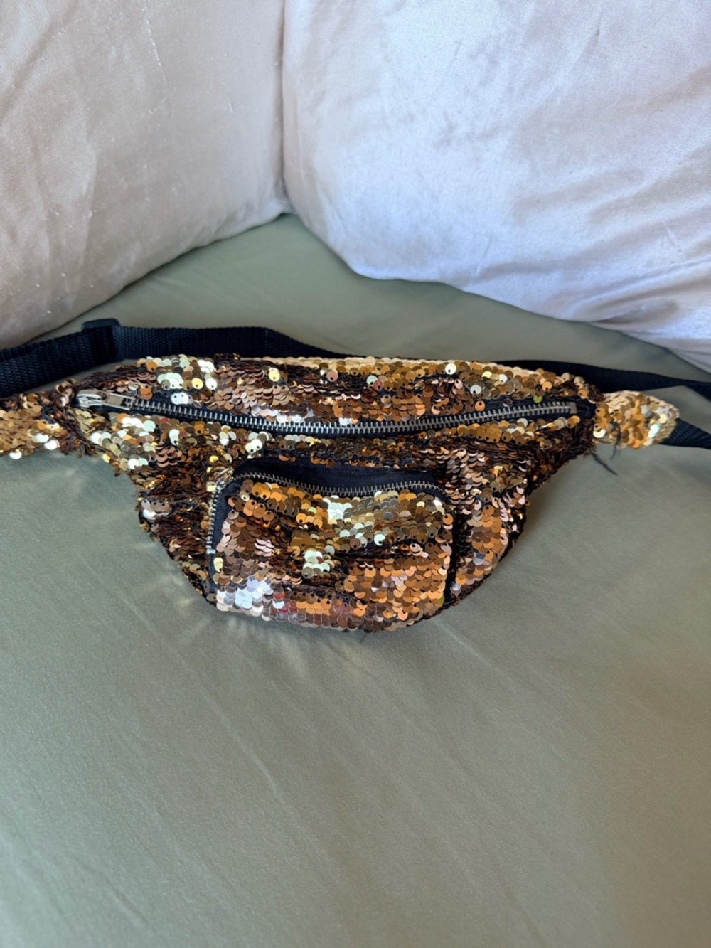 Gold Sequin Fanny Pack Festival Bag